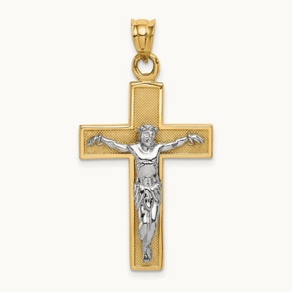 Crucifix Pendant, 14K Two-tone