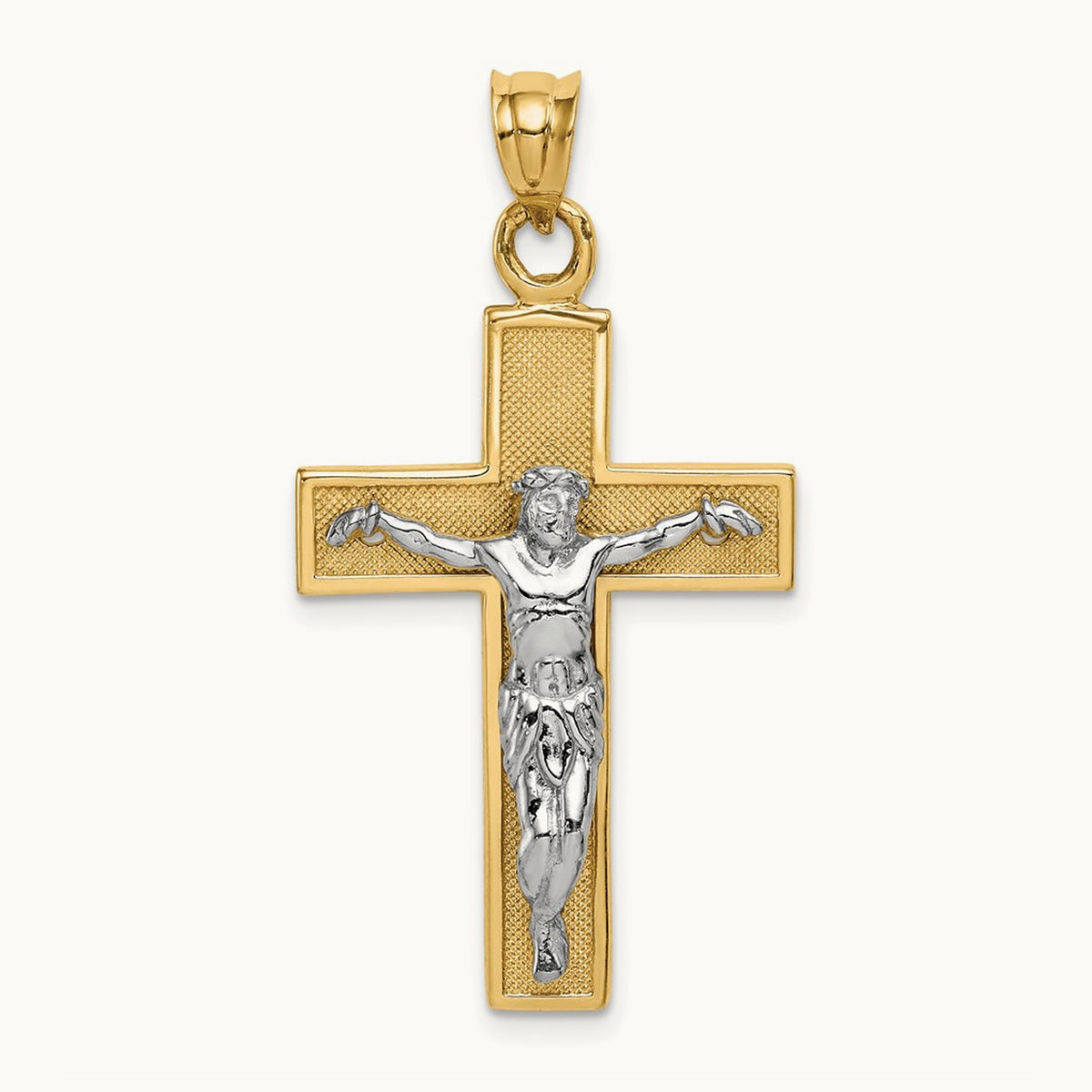 Crucifix Pendant, 14K Two-tone