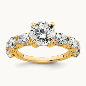 3 3/4 Round Engagement Ring, 3.75 ct tw Lab-Grown Diamond — 14K Yellow Gold