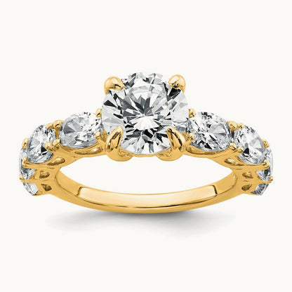 3 3/4 Round Engagement Ring, 3.75 ct tw Lab-Grown Diamond — 14K Yellow Gold