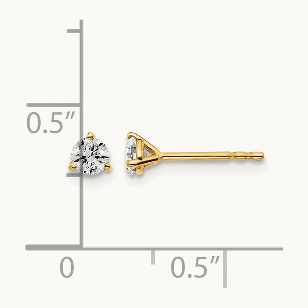 Round Stud Earrings, 0.10-6.00 ct tw Lab-Grown Diamond — 1/3 ct, 18K Yellow Gold