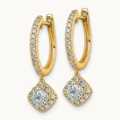 Dangle Hoop Earrings, 1.00 ct tw Lab-Grown Diamond — 14K Yellow Gold