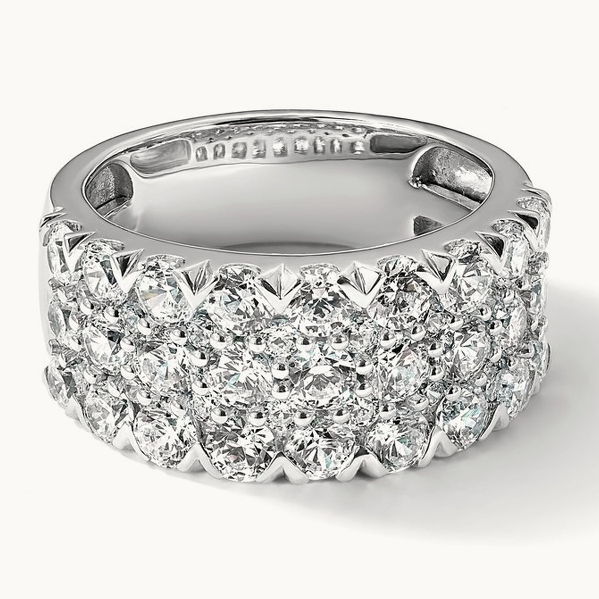 Triple Row Band, 1.50-3.00 ct tw Lab-Grown Diamond — 3 ct, 14K White Gold
