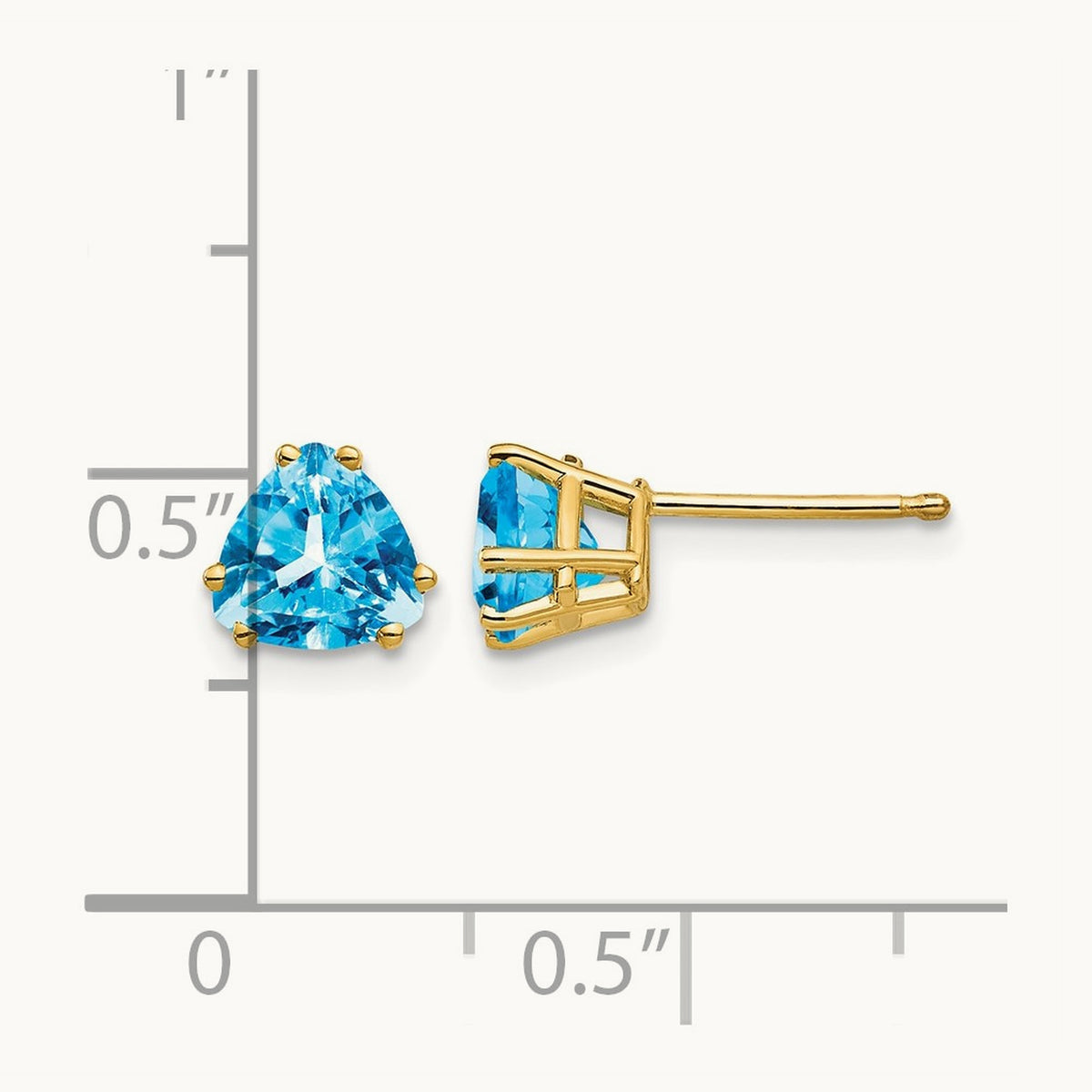 Trillion Blue Topaz Earrings, 6mm, 14K