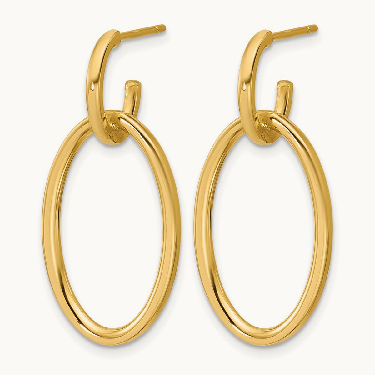 Polished Fancy Oval Link Post Dangle Earrings, 14K — Leslie's