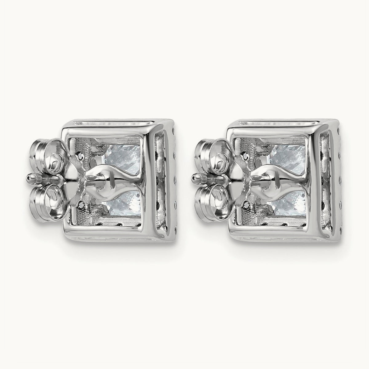 Princess Halo Post Earrings, 0.50-7.50 ct tw Lab-Grown Diamond — 2 1/2 ct, 14K White Gold