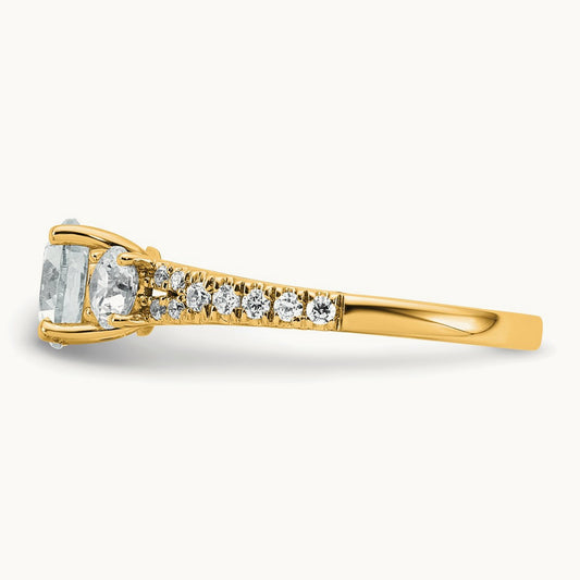 Round 3 Stone Engagement Ring, 1.50-3.25 ct tw Lab-Grown Diamond — 1 5/8 ct, 14K Yellow Gold