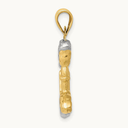 3-D Mermaid Pendant, 14K with White Rhodium
