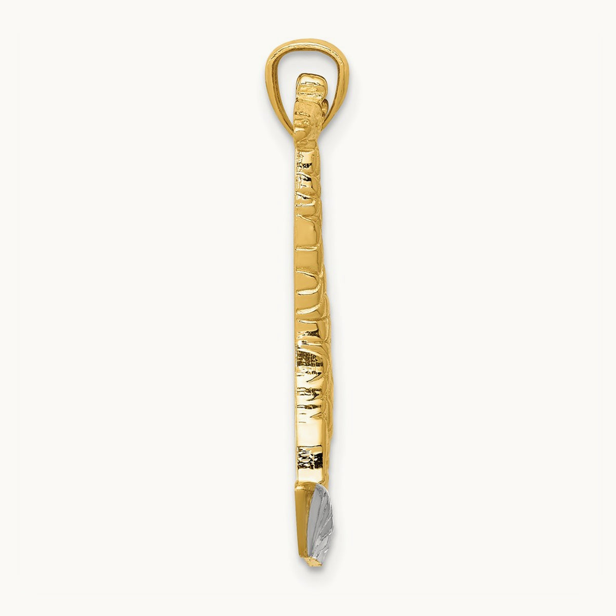 w/Rhodium Diamond-cut Polished Giraffe Pendant, 14K