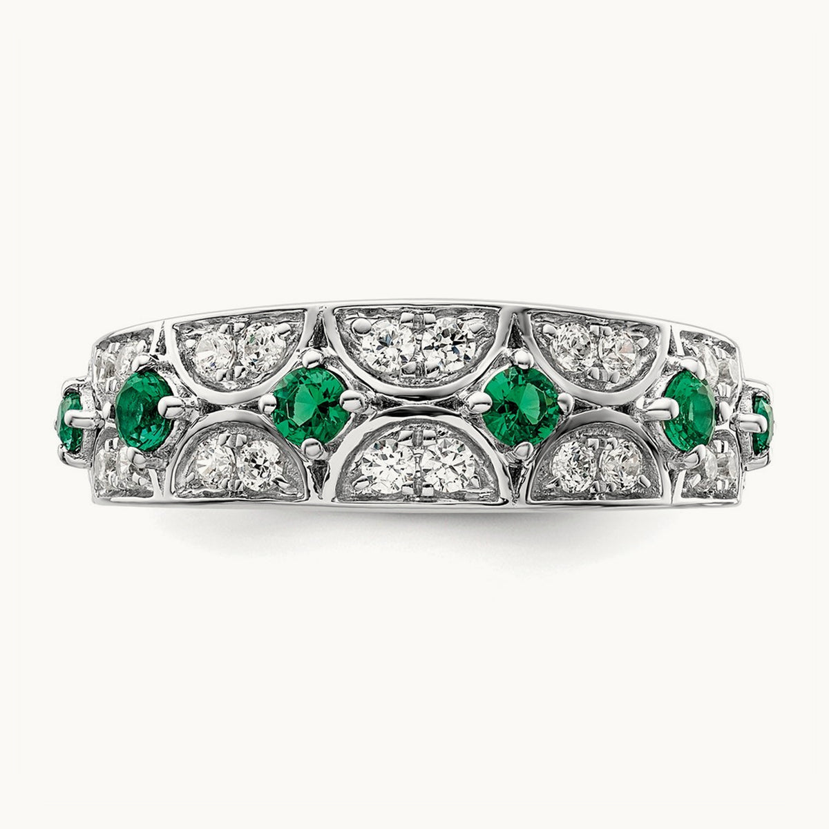 Created Emerald Ring, 0.50 ct tw Lab-Grown Diamond