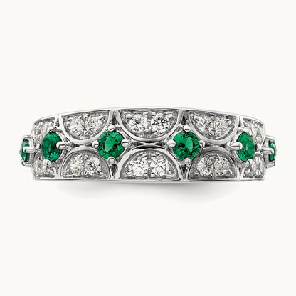 Created Emerald Ring, 0.50 ct tw Lab-Grown Diamond