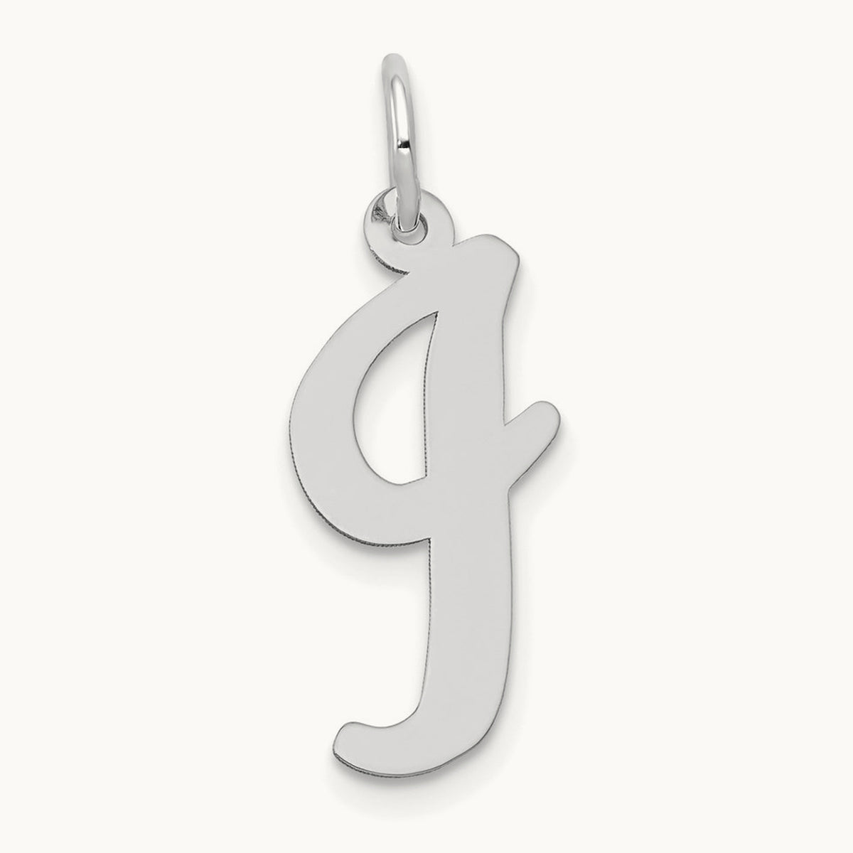 Large Script Initial Charm — 14K White Gold, I