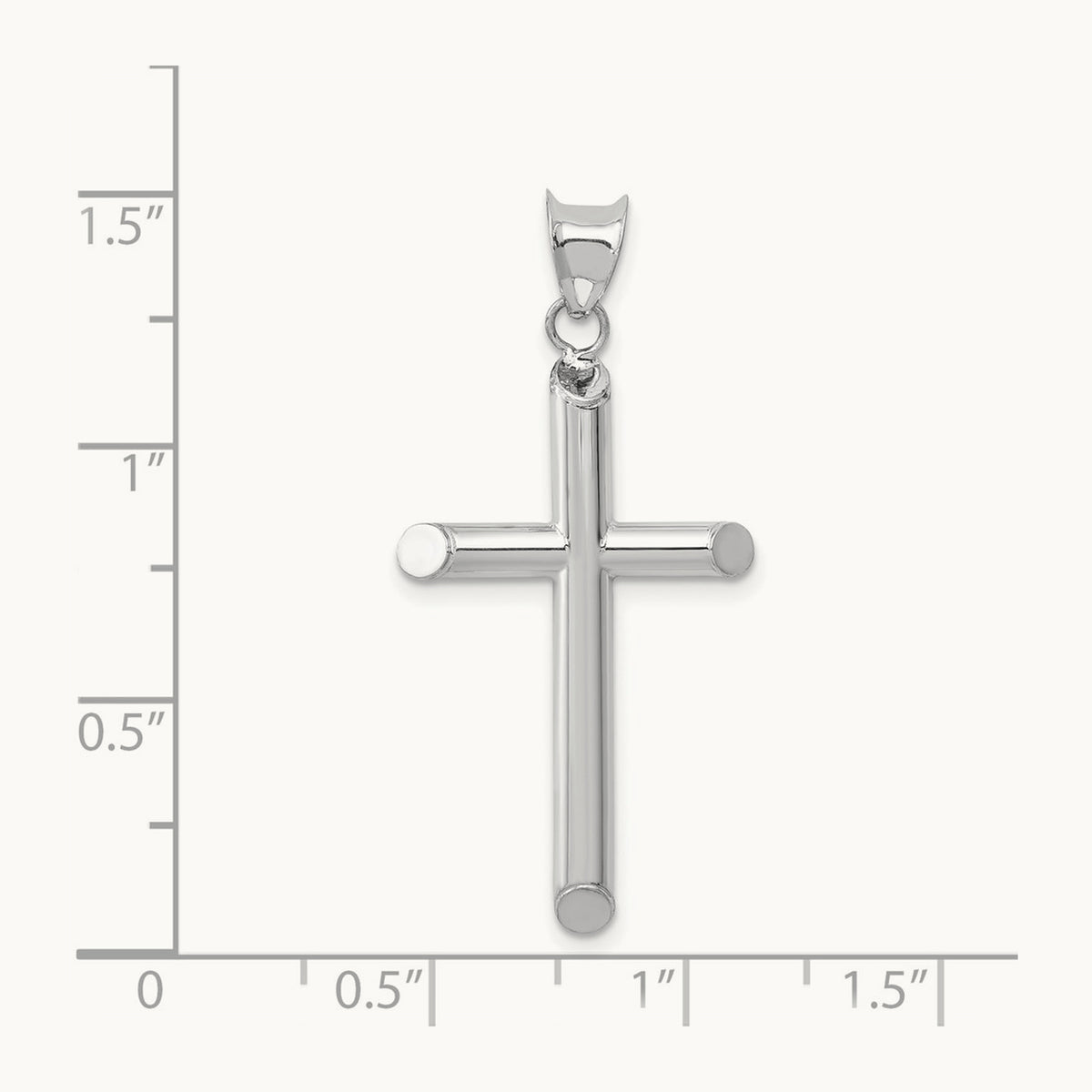 Hollow Cross Pendant, 14K White Gold