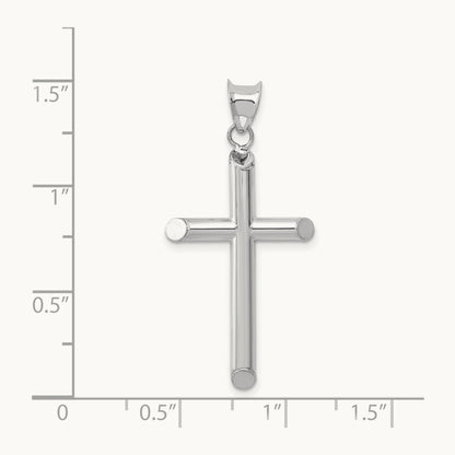 Hollow Cross Pendant, 14K White Gold