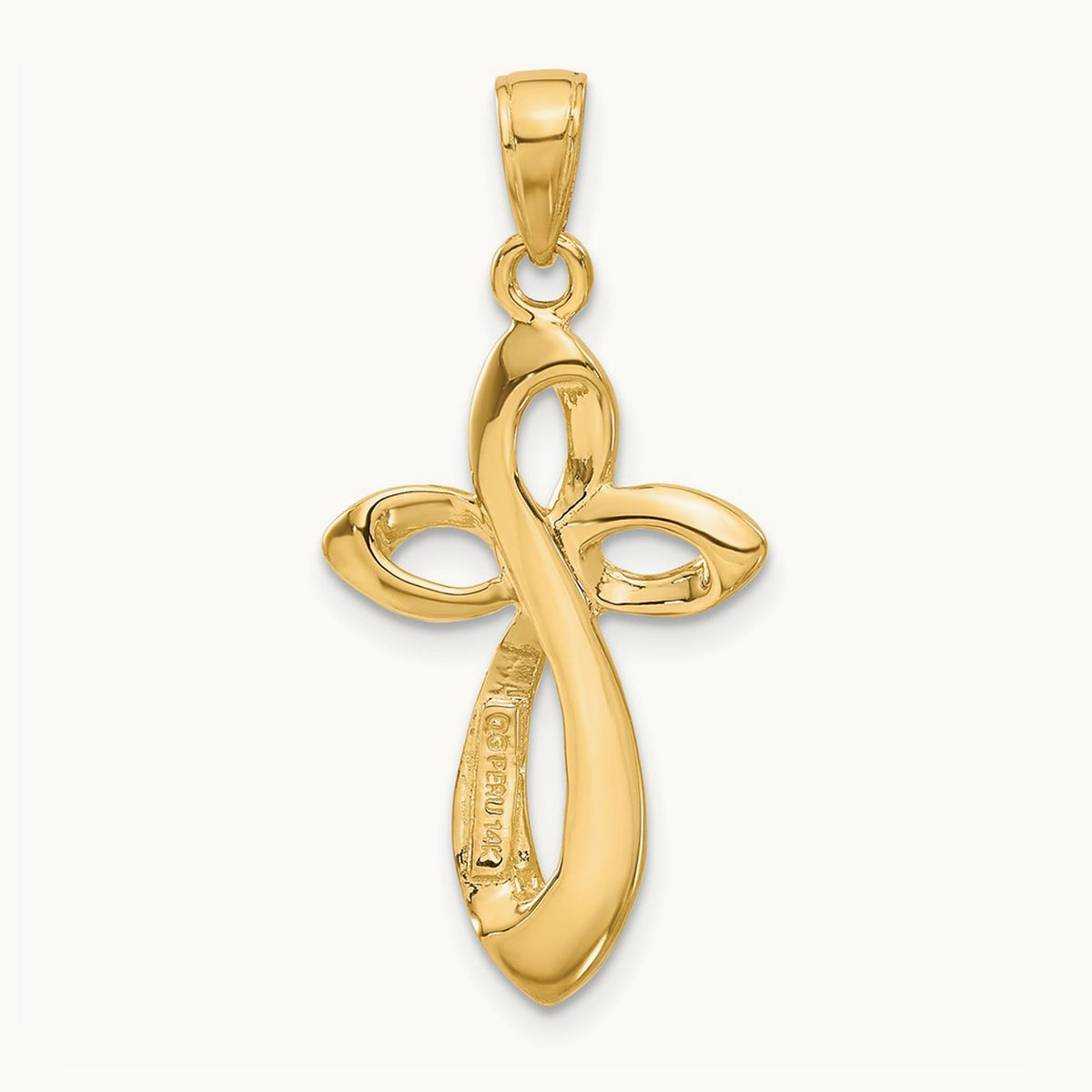 Polished w/Satin Figure 8 Cross Pendant, 14K