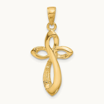 Polished w/Satin Figure 8 Cross Pendant, 14K