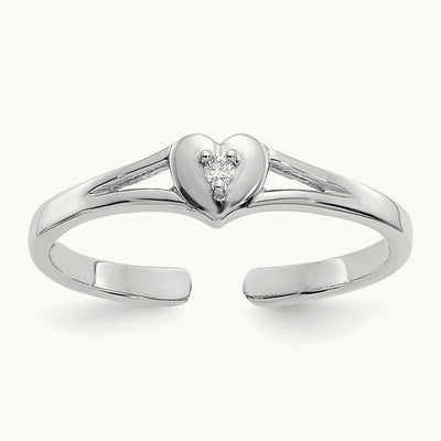 Diamond Heart Toe Ring — 14K White Gold