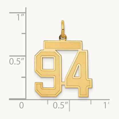 Medium Satin Number 94 Charm, 14K