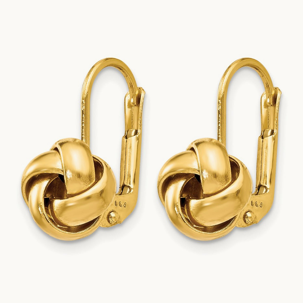 Polished Love Knot Leverback Earrings — 10K Yellow Gold