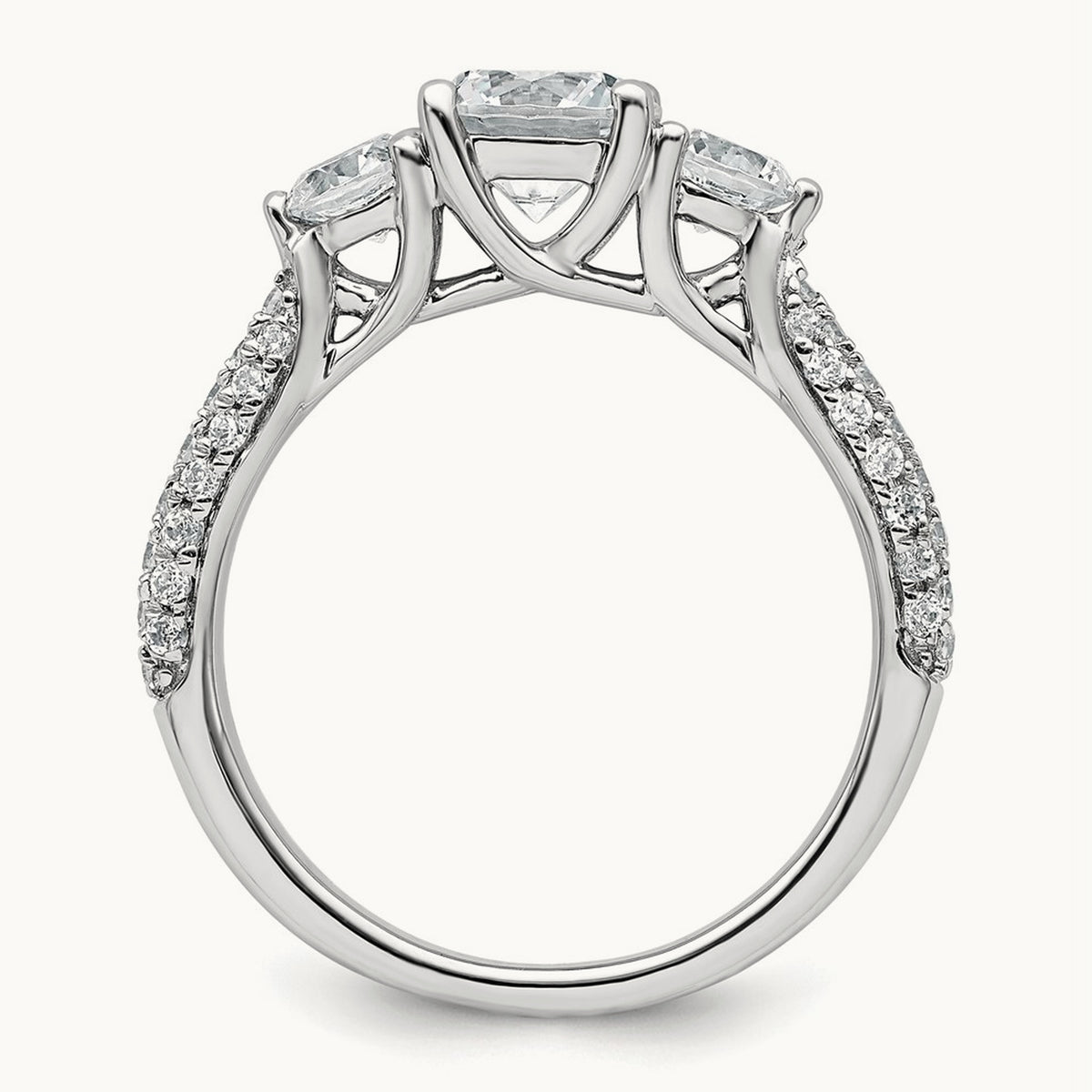 Round 3 Stone Engagement Ring, 0.50-3.75 ct tw Lab-Grown Diamond — 3/4 ct, VS (Best), 14K White Gold
