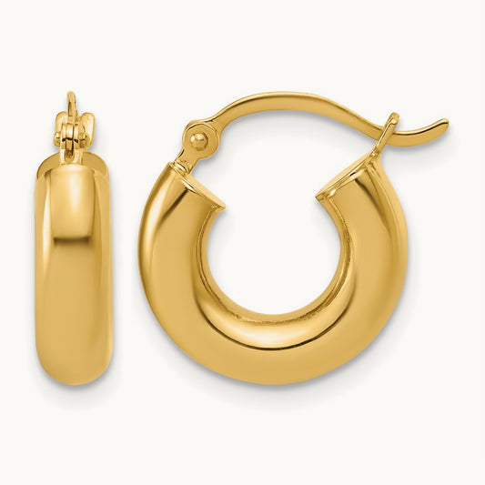 Polished x Lightweight Tube Earrings — 14K Yellow Gold