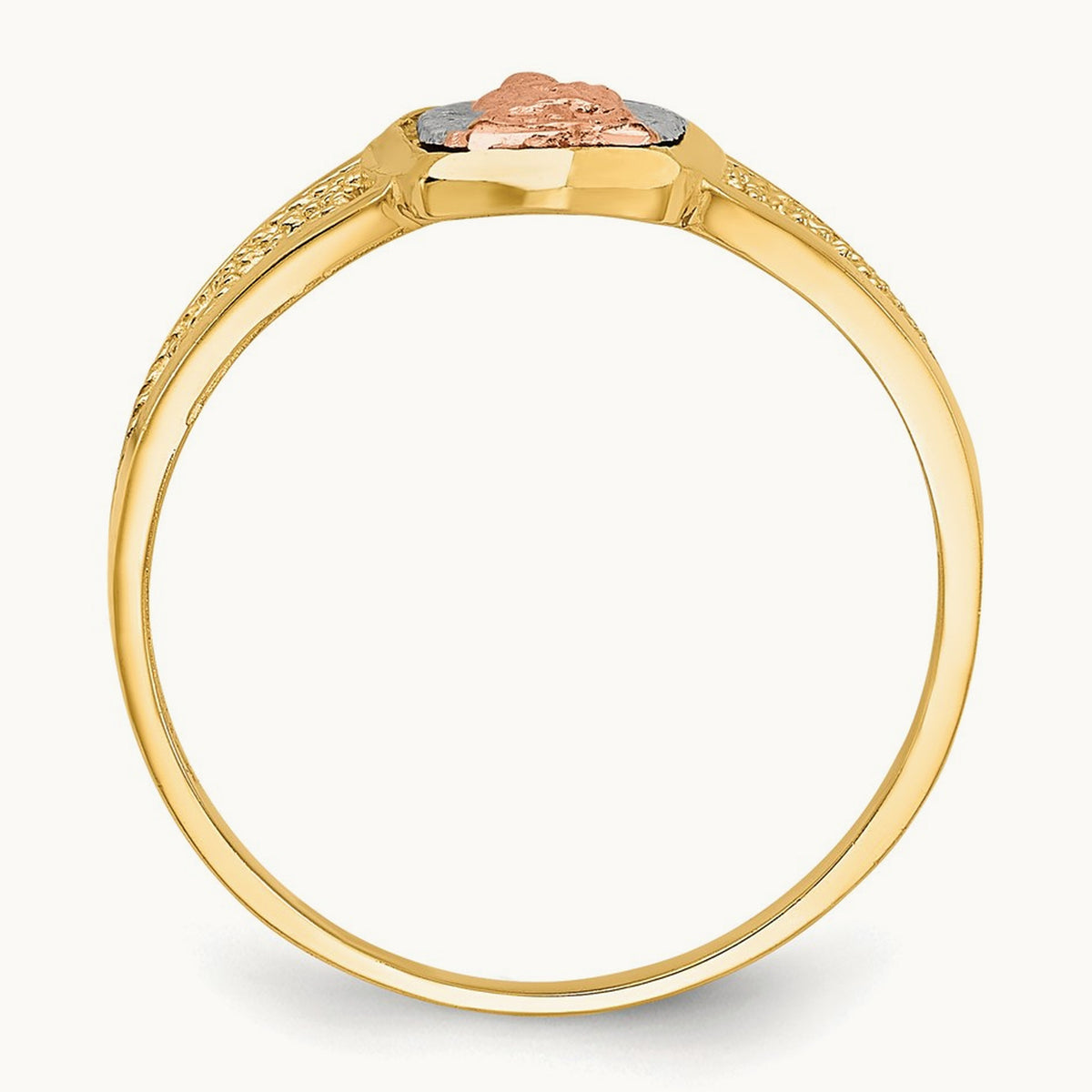 w/White Rhodium Lady of Guadalupe Ring, 14K Two-tone