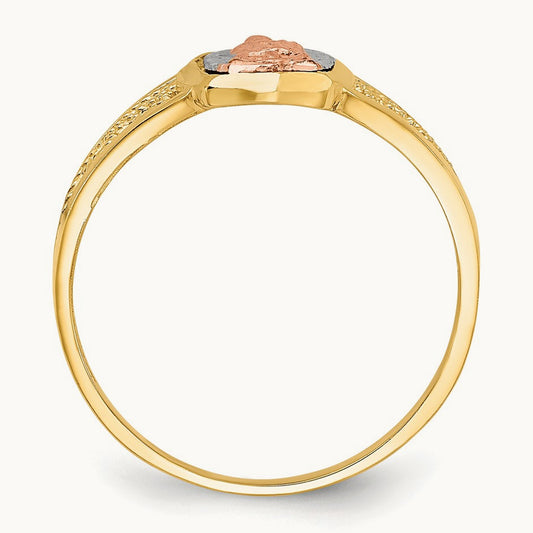 w/White Rhodium Lady of Guadalupe Ring, 14K Two-tone