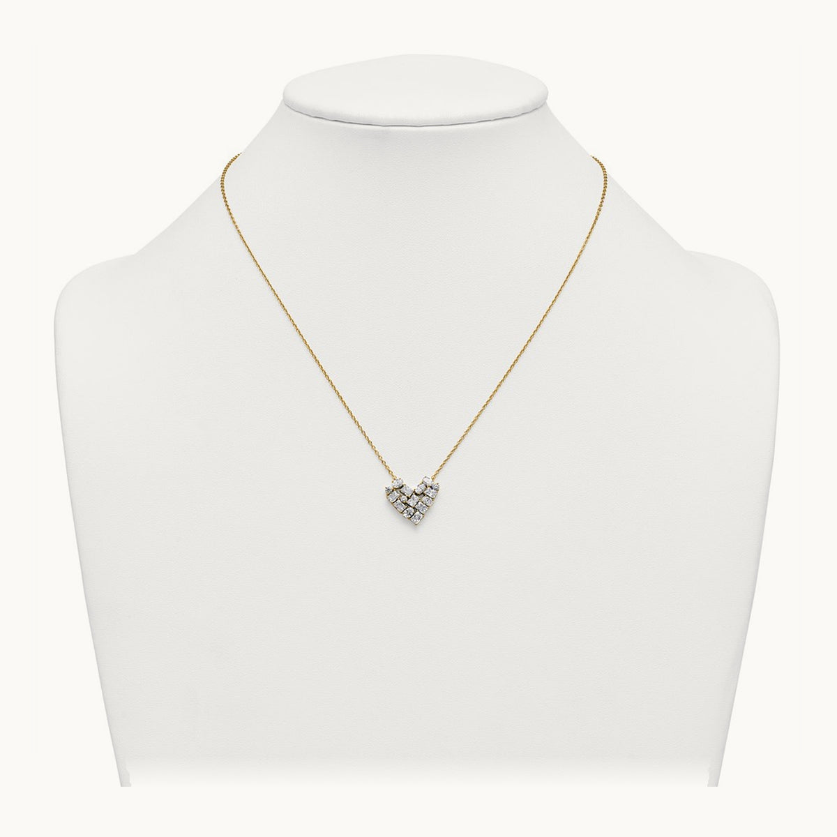 Cluster Heart Necklace, 1.25 ct tw Lab-Grown Diamond — 14K Yellow Gold