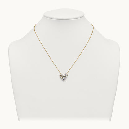 Cluster Heart Necklace, 1.25 ct tw Lab-Grown Diamond — 14K Yellow Gold