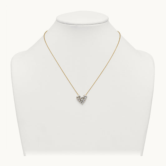 Cluster Heart Necklace, 1.25 ct tw Lab-Grown Diamond — 14K Yellow Gold