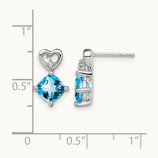 Blue Topaz and Diamond Heart Earrings — photo set