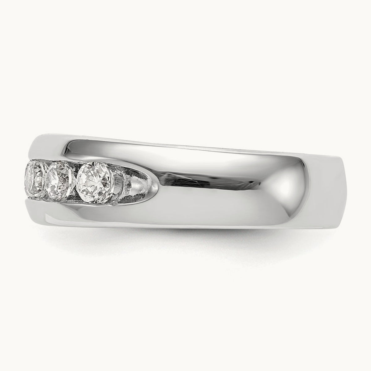 7-Stone Diamond Channel Band, 14K White Gold