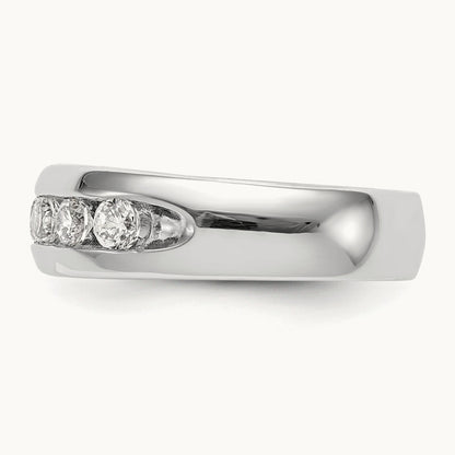 7-Stone Diamond Channel Band, 14K White Gold