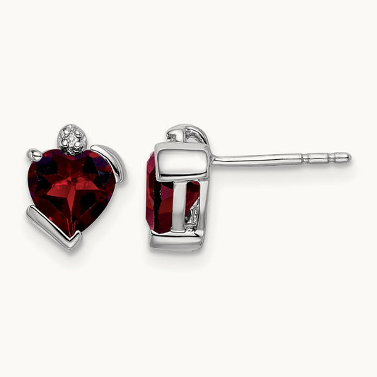 Garnet and Diamond Heart Earrings — photo set