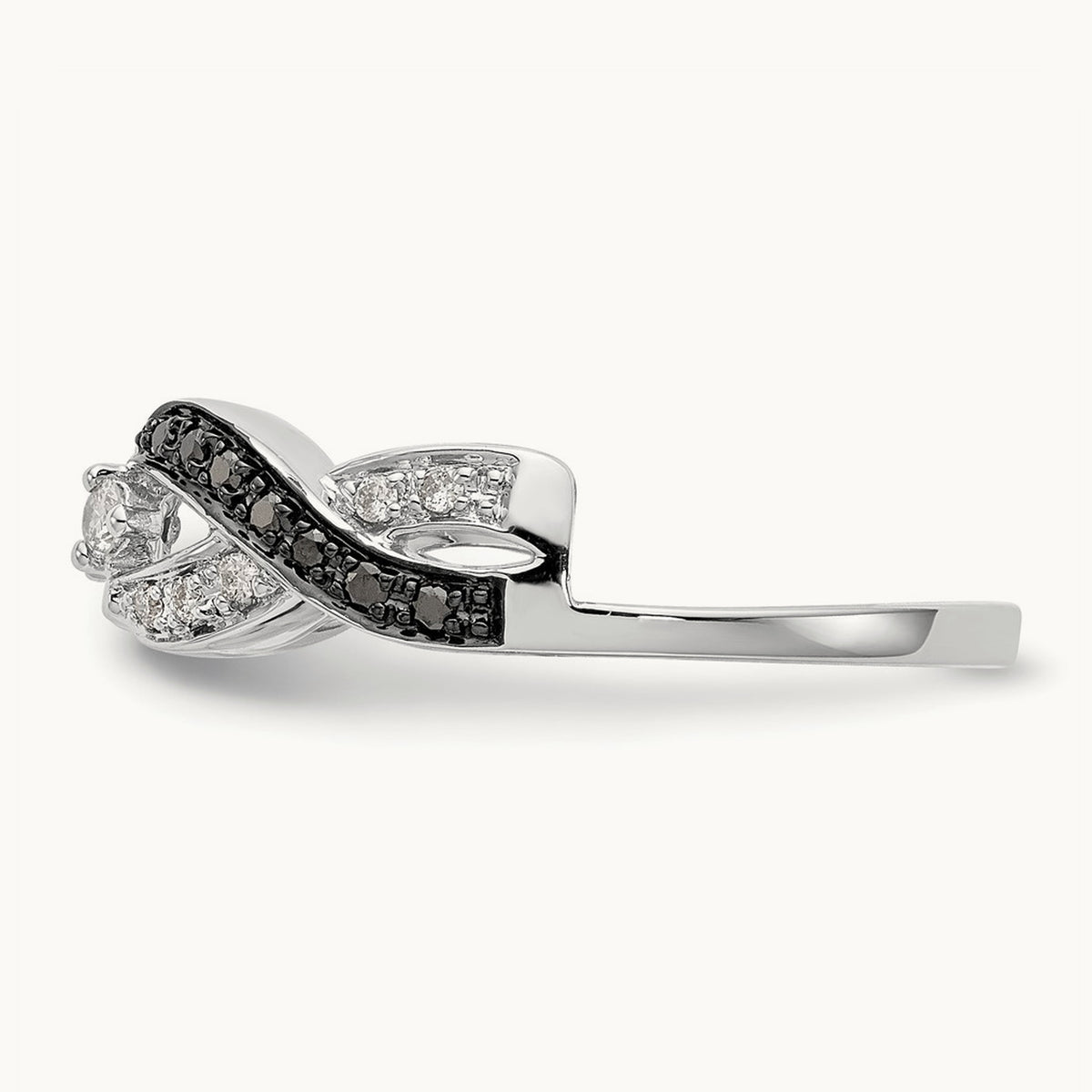 Black and White Diamond Wrap, 14K White Gold