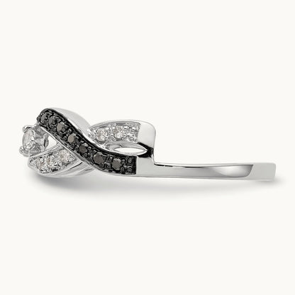 Black and White Diamond Wrap, 14K White Gold
