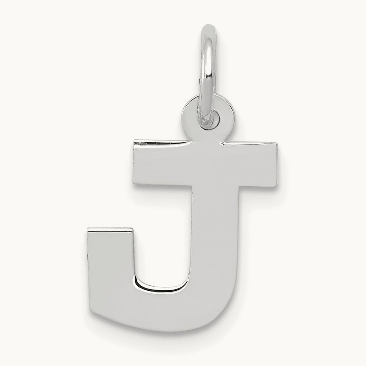 Small Block Initial Charm — 14K White Gold, J