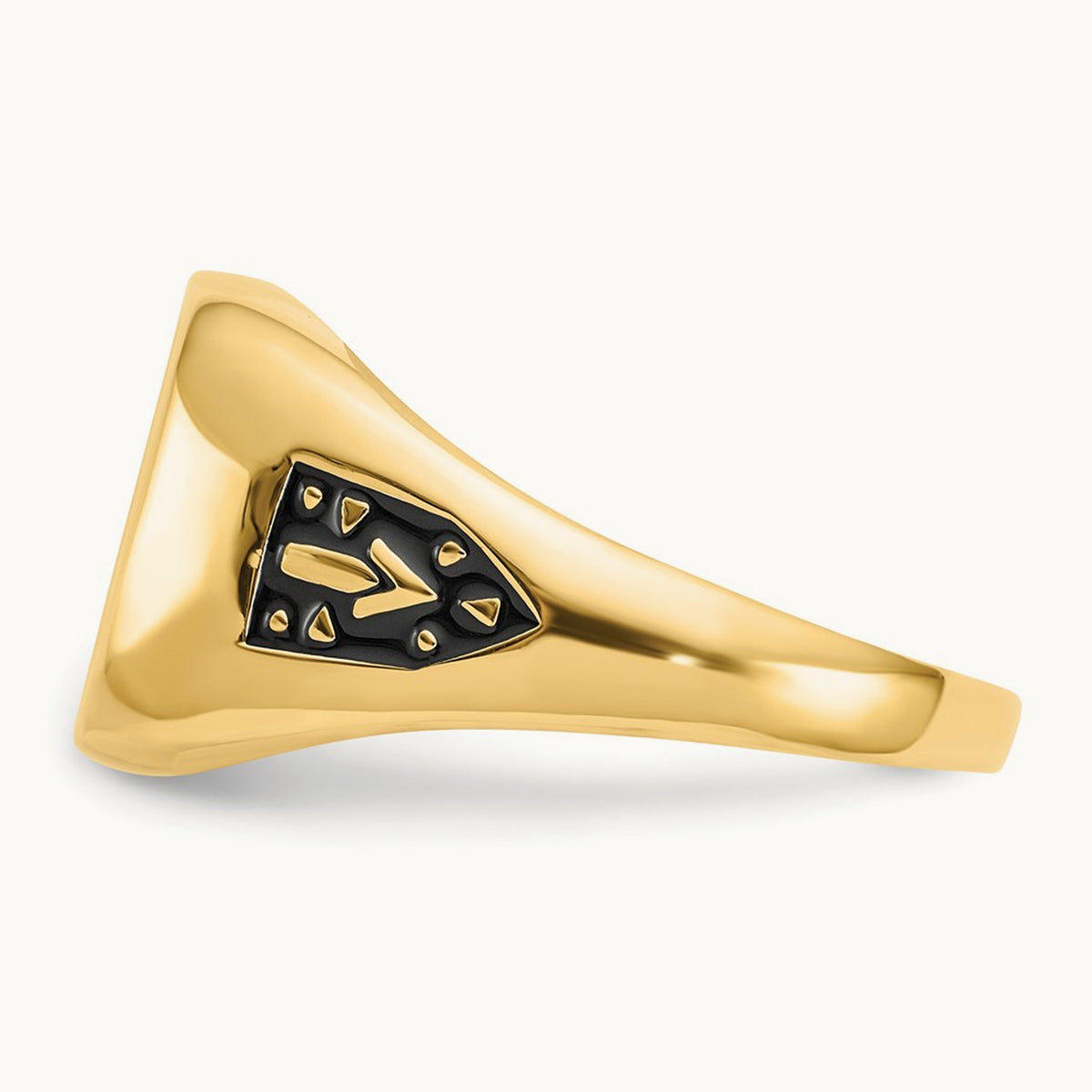Men's Textured w/ Black Enamel & Lab Cr. Ruby Masonic Ring, 14K