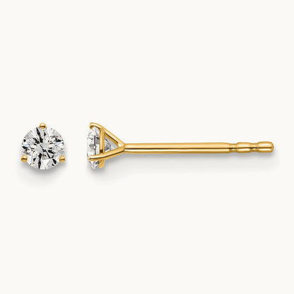 Round Stud Earrings, 0.10-6.00 ct tw Lab-Grown Diamond — 1/6 ct, 14K Yellow Gold