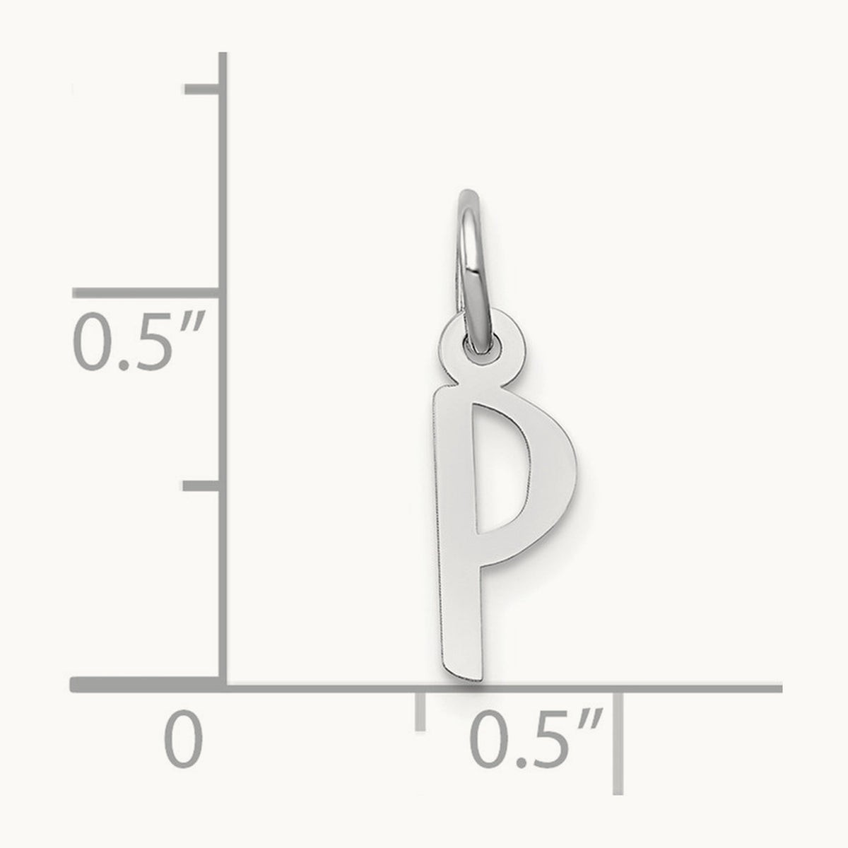 Small Slanted Block Initial Charm — 14K White Gold, P