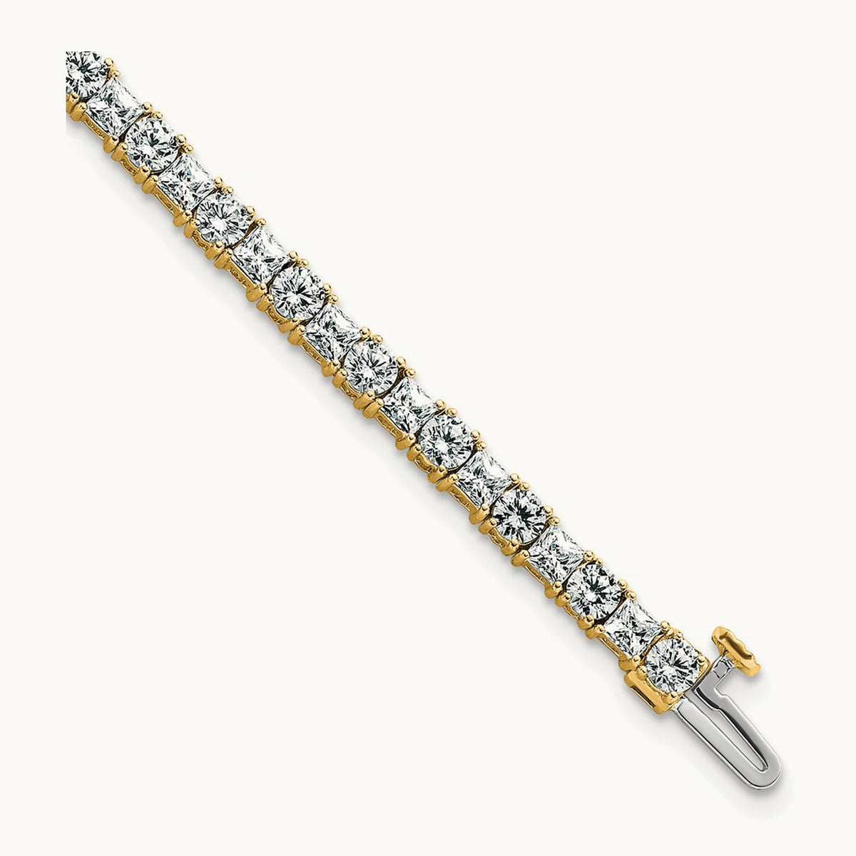 Princess/Round Tennis Bracelet, 7.00 ct tw Lab-Grown Diamond — 14K Yellow Gold