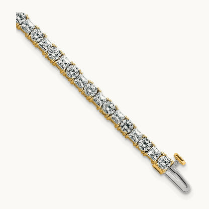 Princess/Round Tennis Bracelet, 7.00 ct tw Lab-Grown Diamond — 14K Yellow Gold