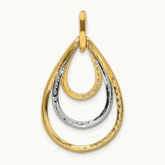 Polished 1/2ct. Diamond Triple Teardrop Pendant, 14K Two-tone