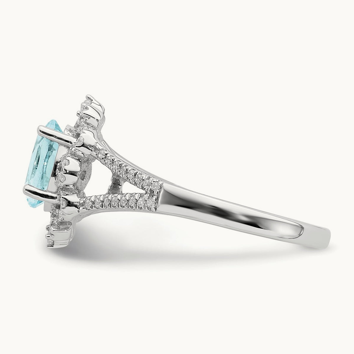 Aquamarine Vintage Halo Engagement Ring, 0.25 ct tw