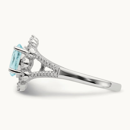 Aquamarine Vintage Halo Engagement Ring, 0.25 ct tw