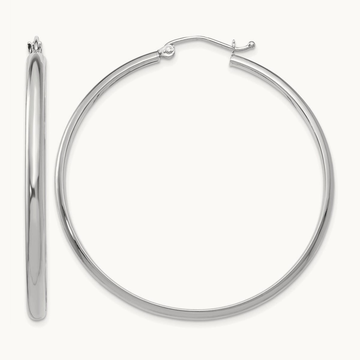 Polished Hoop Earring, 14K White Gold