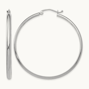 Polished Hoop Earring, 14K White Gold