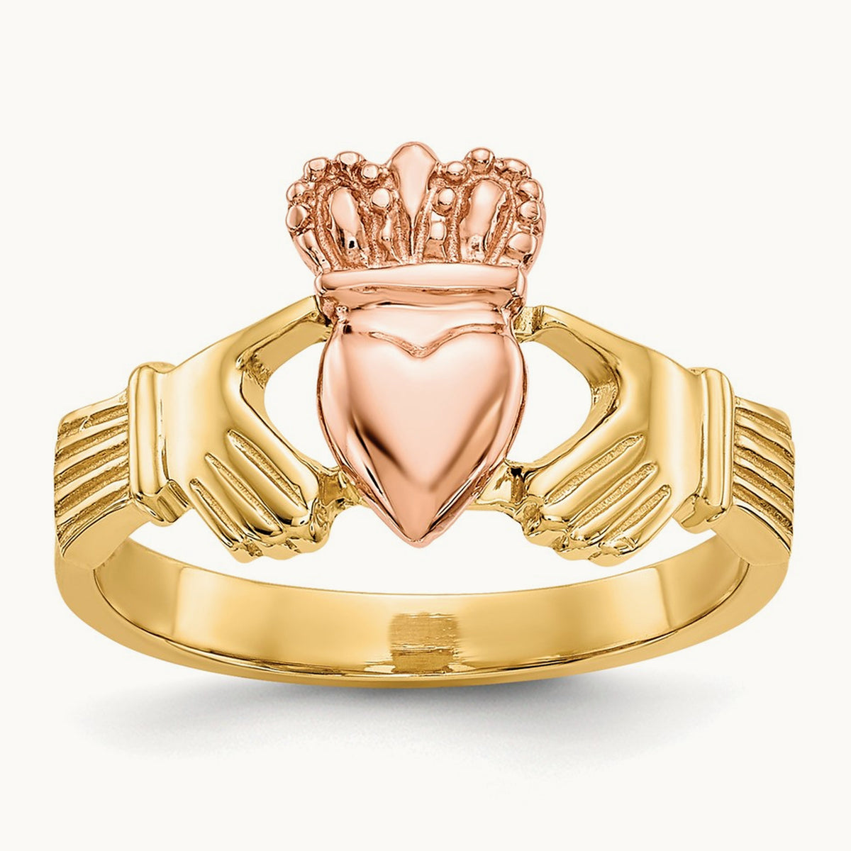 Polished Claddagh Ring, 14K Two-tone