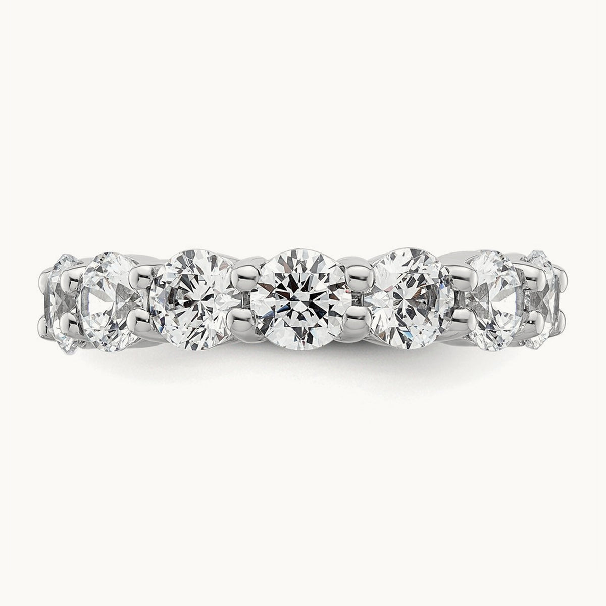 Polished Shared Prong Diamond Eternity Band, 4.00 ct tw — 14K White Gold