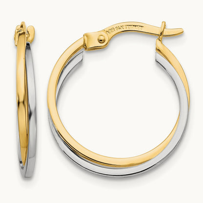 Polished Hollow Hoop Earrings, 14K Two-tone
